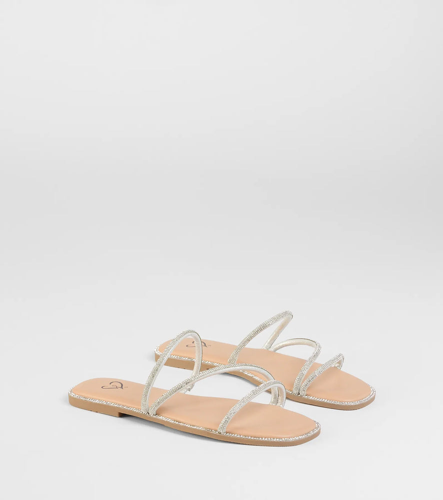 Always Glowing Rhinestone Strap Sandals in Silver