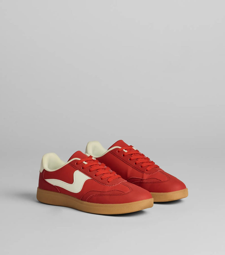 Chic Kicks Contrast Trim Sneakers in Red