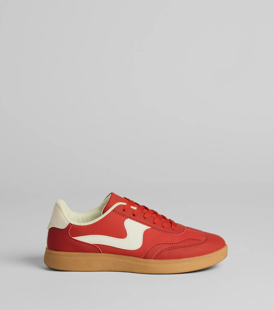 Chic Kicks Contrast Trim Sneakers in Red