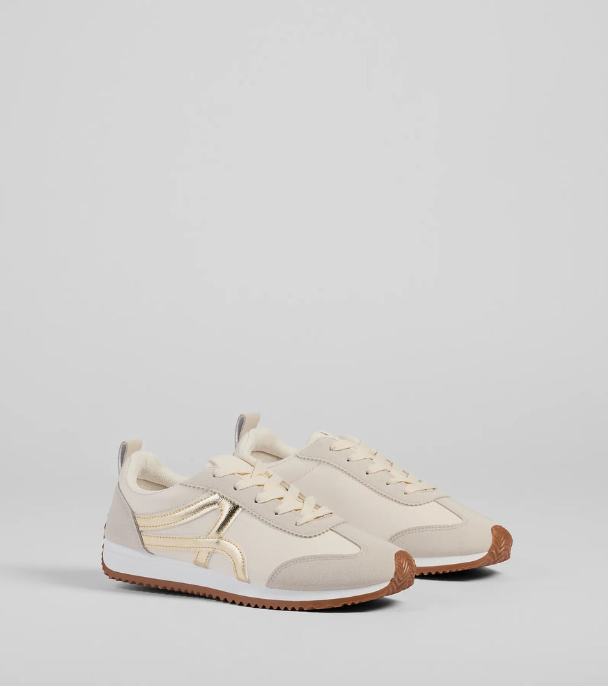 Sporty Vibes Striped Sneakers in Gold
