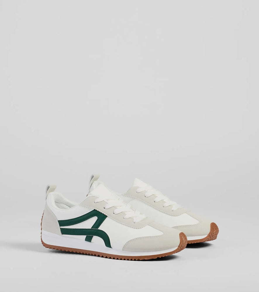 Windsor Sporty Vibes Striped Sneakers in Green
