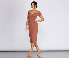 formal midi wrap dress