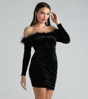 Short Long Sleeves Off the Shoulder Ruched Fitted Bodycon Dress/Party Dress