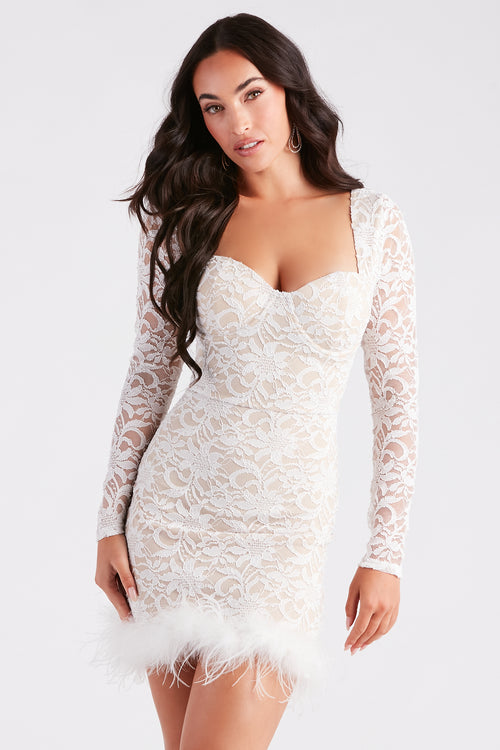 Windsor Dainty-Chic Lace-Trim Woven Corset Skater Dress