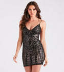 Sexy V-neck Knit Sleeveless Spaghetti Strap General Print Short Mesh Stretchy Open-Back Sequined Bodycon Dress/Party Dress