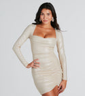 Tall Ruched Fitted Cowl Neck Sweetheart Short Long Sleeves Bodycon Dress/Party Dress