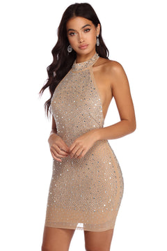 lyla formal heat stone mini dress