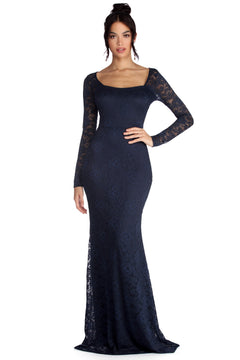 delilah illusion lace formal dress