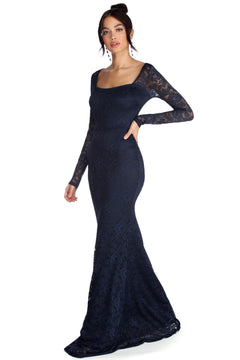 delilah illusion lace formal dress