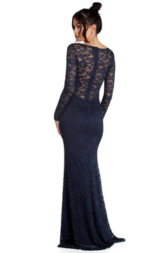 delilah illusion lace formal dress