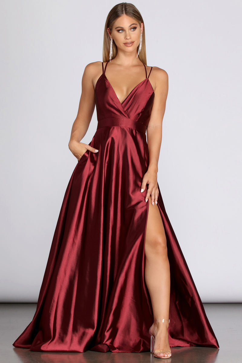 silky evening gown