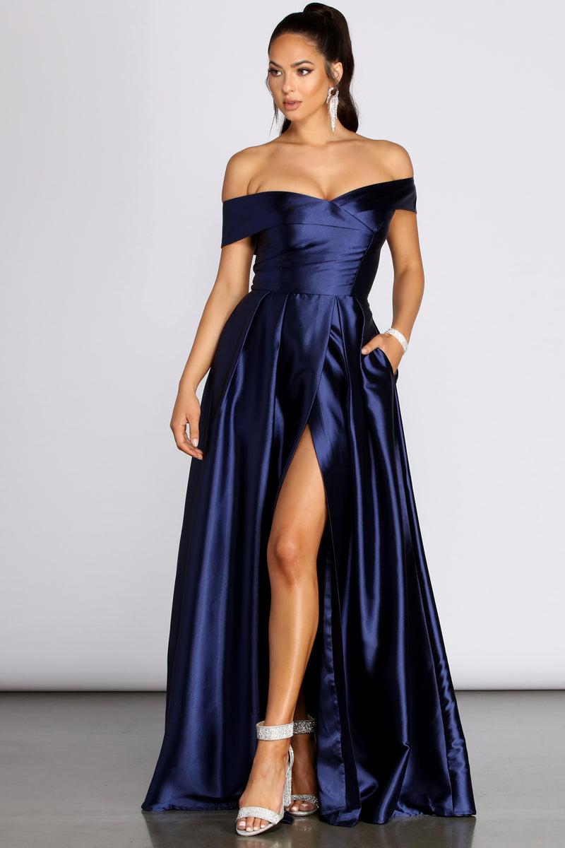 Palmer Formal Satin Wrap Dress – Windsor