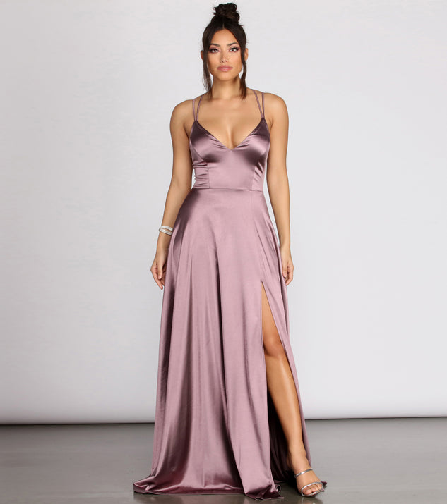 Brielle Stretch Satin V Neck Formal Dress & Windsor