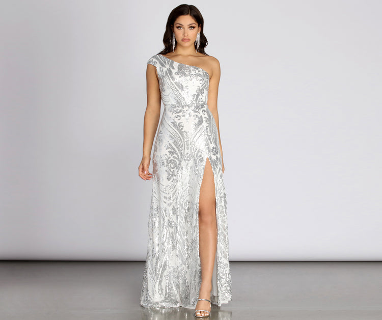 Melinda One Shoulder Sequin Dress & Windsor