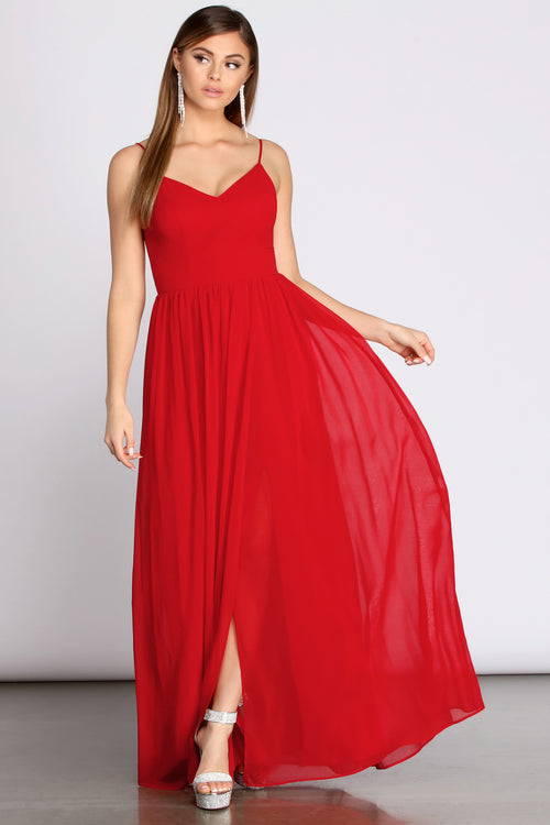 windsor red long dress