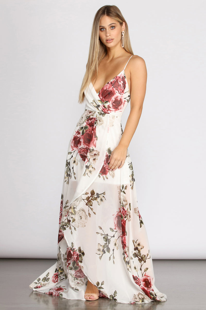 Claire Floral Chiffon Wrap Dress – Windsor