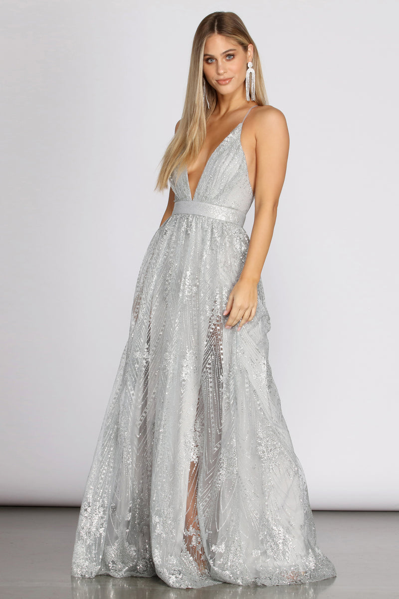 silver a line dress