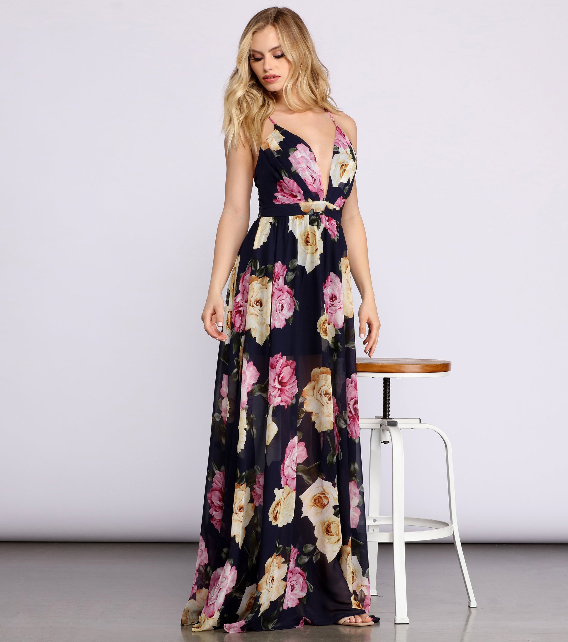 Malie Formal Floral Chiffon Dress & Windsor