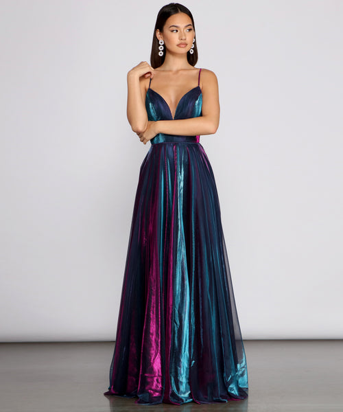 Vanda Formal Iridescent Metallic Dress & Windsor