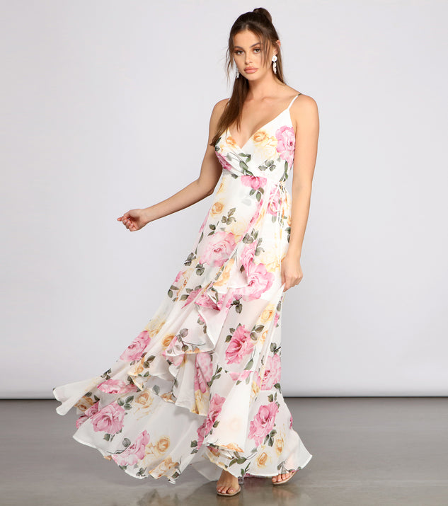 Aleena Formal Ruffled Chiffon Floral Dress#N#& Windsor