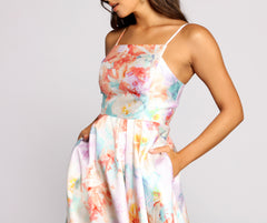 Cami Formal Floral Satin A-Line Dress – Windsor