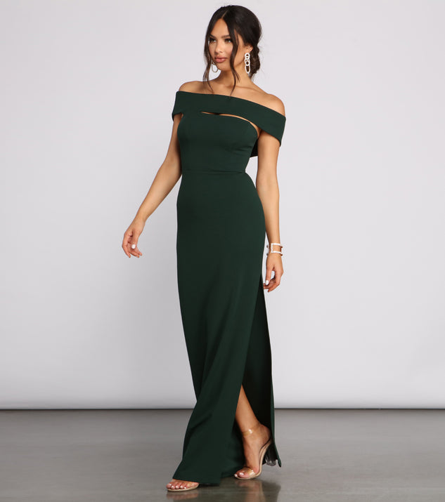 Rylee Formal Off the Shoulder Crepe Dress & Windsor