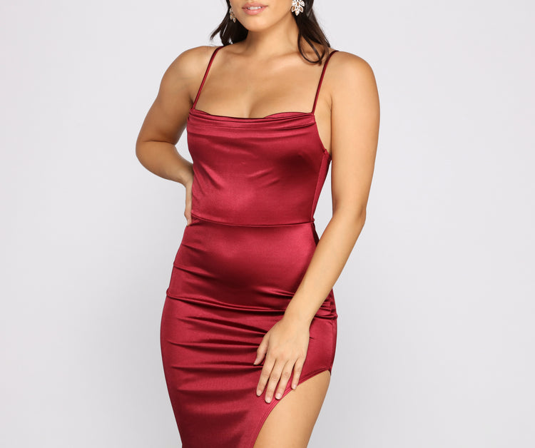 Lola High Slit Satin Dress 2 & Windsor