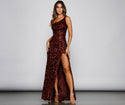 Sexy A-line One Shoulder Tank Sequined Slit Prom Dress/Party Dress With Rhinestones