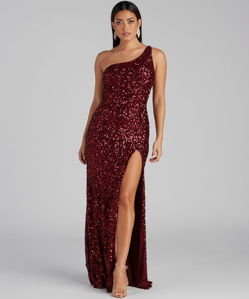 Lyla Formal One Shoulder Sequin Dress & Windsor