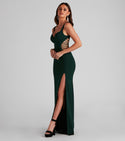 Mermaid Sleeveless Crepe Sweetheart Fitted Open-Back Slit Cutout Floor Length Dress With Rhinestones