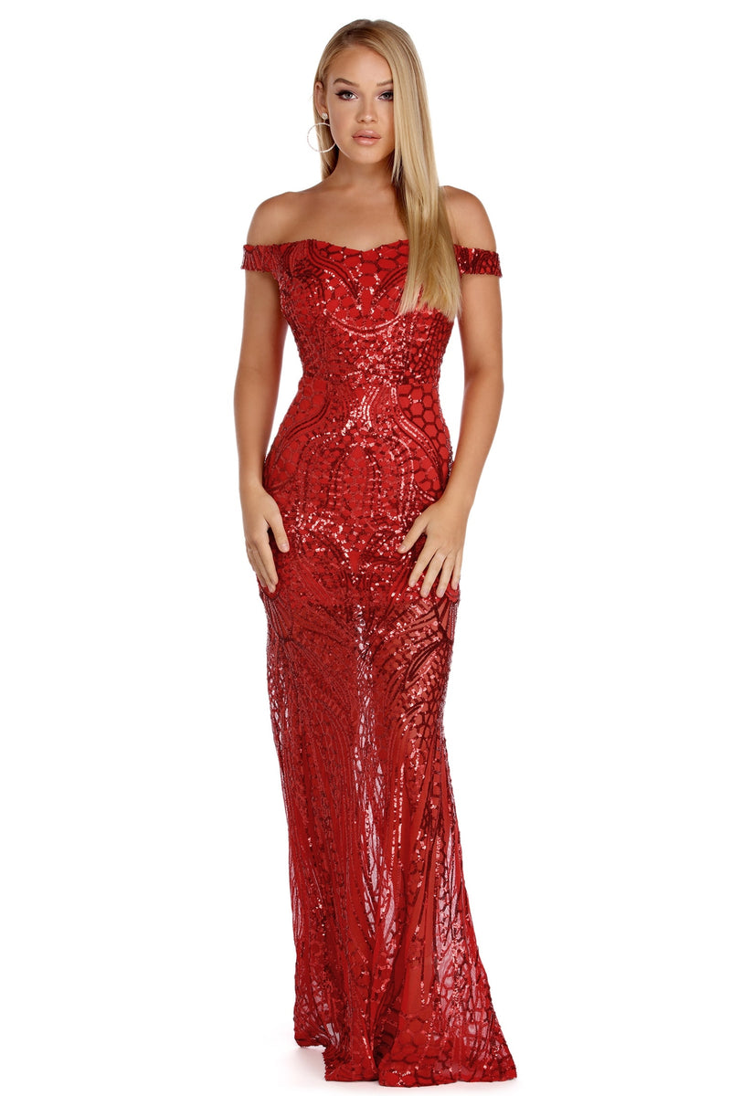 windsor red sequin dress