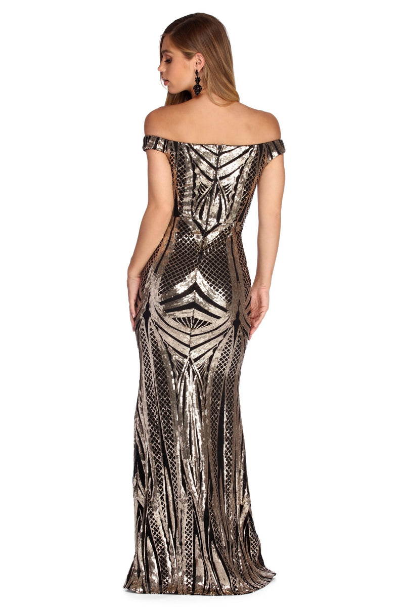 Kianna Formal Sequin Scroll Dress & Windsor