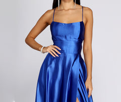 blue satin dress mini