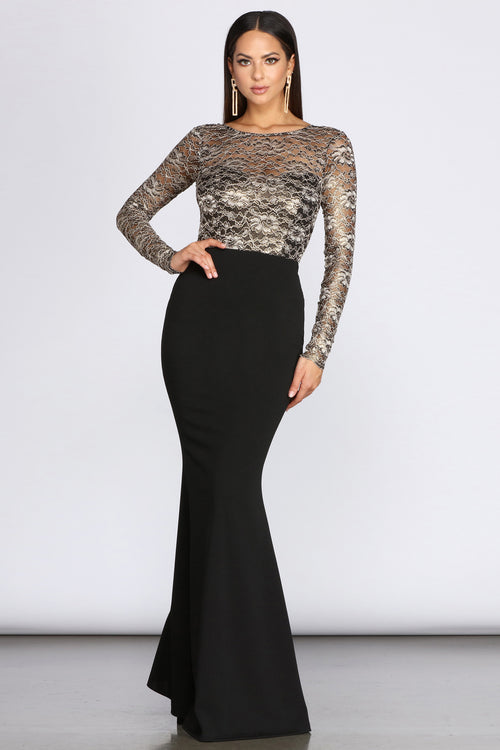 delilah illusion lace formal dress