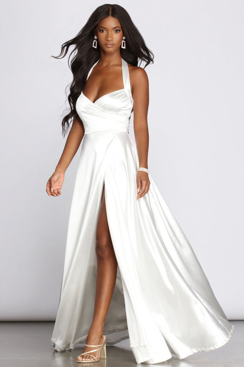 satin halter gown