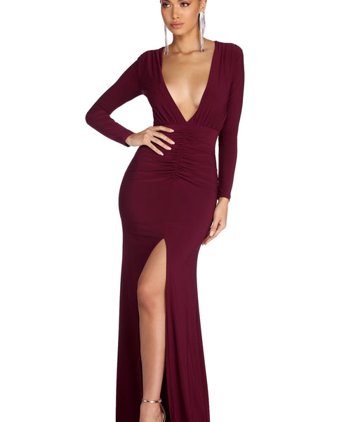 Denise Formal Plunging Ruched Dress & Windsor