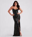 A-line Strapless Floor Length Knit Sweetheart Back Zipper Sheer Lace-Up Self Tie Slit Sequined Mesh Embroidered Fitted Open-Back General Print Party Dress