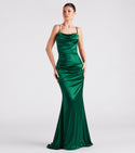 Strapless Sleeveless Spaghetti Strap Cowl Neck Ruched Pleated Back Zipper Mermaid Dress With Rhinestones