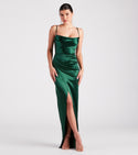 Strapless Cowl Neck Sleeveless Spaghetti Strap Satin Asymmetric Back Zipper Wrap Bridesmaid Dress