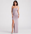 Strapless Knit Ruched Asymmetric Slit Floor Length One Shoulder Sleeveless Spaghetti Strap Dress