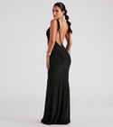 Sophisticated V-neck Cocktail Knit Ruched Open-Back Stretchy Sleeveless Spaghetti Strap Mermaid Dress