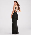 Knit Square Neck Mermaid Ruched Self Tie Lace-Up Sleeveless Tank Floor Length Dress