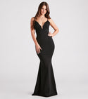 Plunging Neck Mermaid Sleeveless Spaghetti Strap Empire Waistline Floor Length Pleated Dress