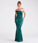 Strapless Floor Length Mermaid Wrap Asymmetric Pleated Short Sleeves Sleeves Off the Shoulder One Shoulder Dress