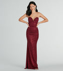 Sexy Strapless Mermaid Knit Ruched Glittering Tiered Stretchy Floor Length Short Sweetheart Party Dress