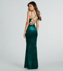 V-neck Mermaid Lace-Up Glittering Floor Length Sleeveless Spaghetti Strap Party Dress