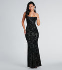 Sophisticated Cowl Neck General Print Mermaid Spaghetti Strap Fitted Lace-Up Stretchy Mesh Floor Length Dress