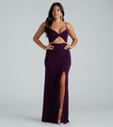 Sexy A-line V-neck Knit Floor Length Sleeveless Spaghetti Strap Slit Cutout Dress