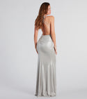 Tall Open-Back Stretchy Mermaid Sleeveless Spaghetti Strap Floor Length Cowl Neck Dress