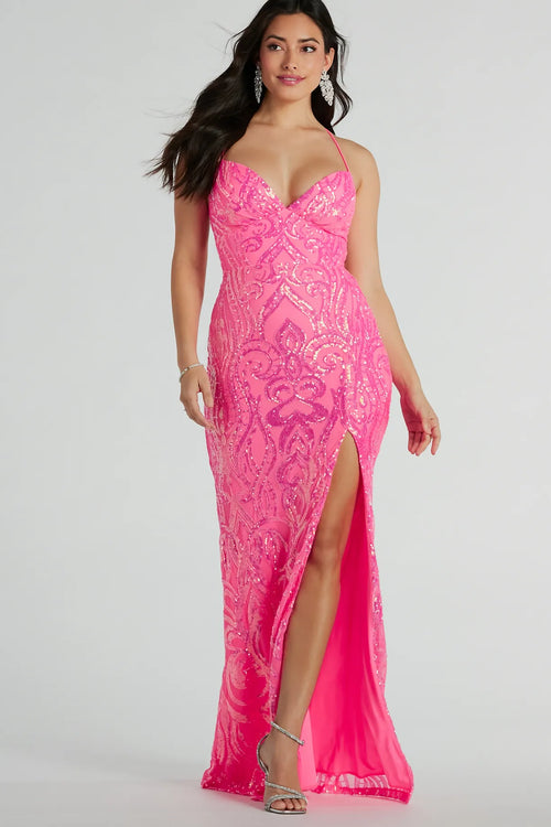 Irresistible Presence Hot Pink Halter Ruched Bodycon Midi Dress